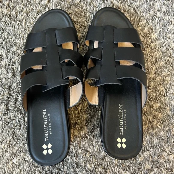 Naturalizer Women’s Black Slide‎ Sandals With Heel Size 8.5